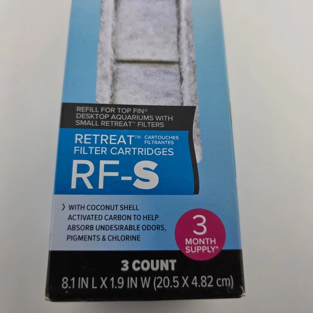 Top Fin Retreat Filter Cartridges RF-S 3 Count Small Desktop Aquarium Refill‎